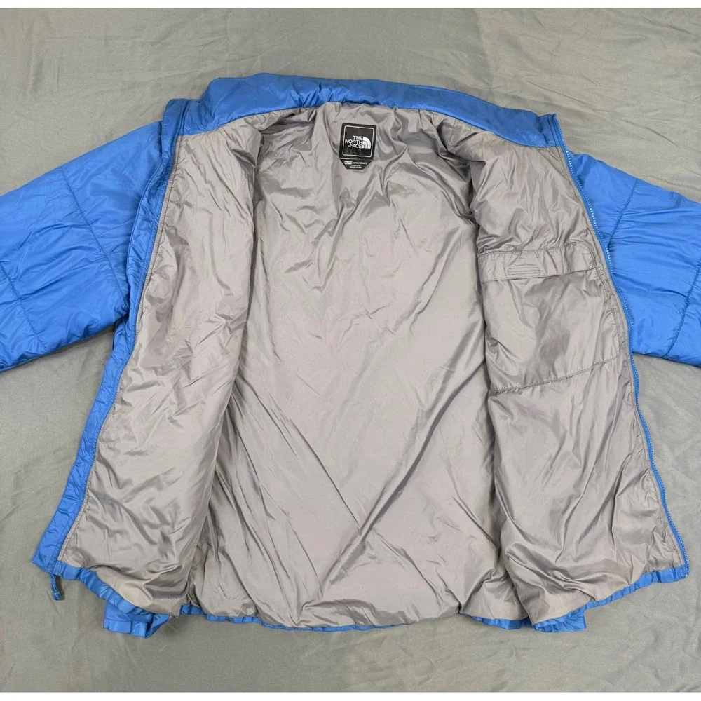 The North Face Mens XXL Blue Puffer Jacket Snowbird Logo Insulated Full Zip